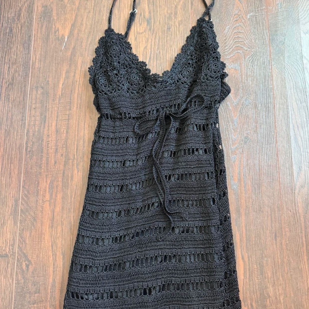 Black crochet dress